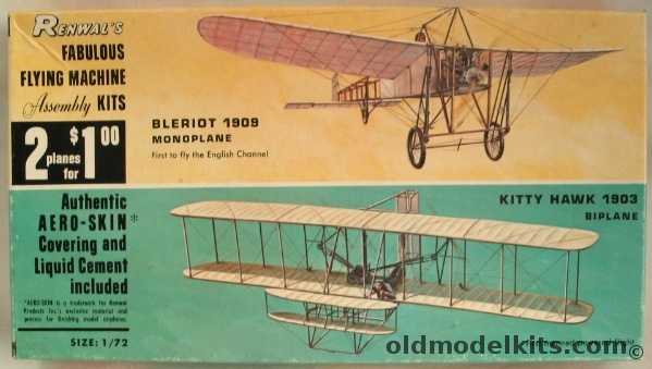 Renwal 1/72 Bleriot 1909 Monoplane and Kitty Hawk 1903 Biplane, 234-100 plastic model kit